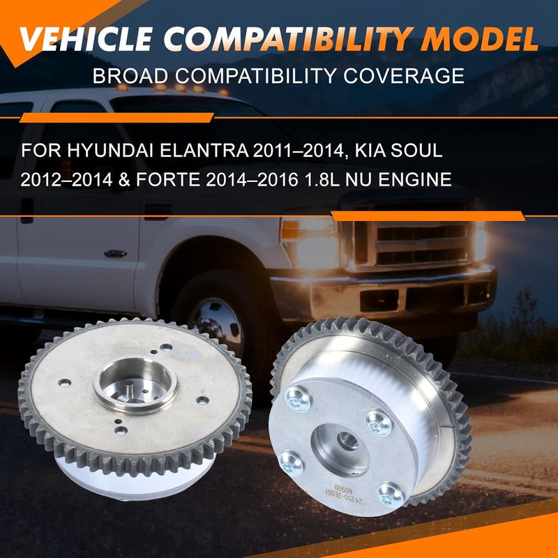 COPACHI 243502E001 243702E000 Exhaust & Intake VVT Timing Camshaft Gear Sprocket Camshaft Timing Gear Adjuster 2pcs Compatible with Hyun-dai Elantra 2.0L 1.8L L4 Engine Kia Soul After-Market Parts - Image 2